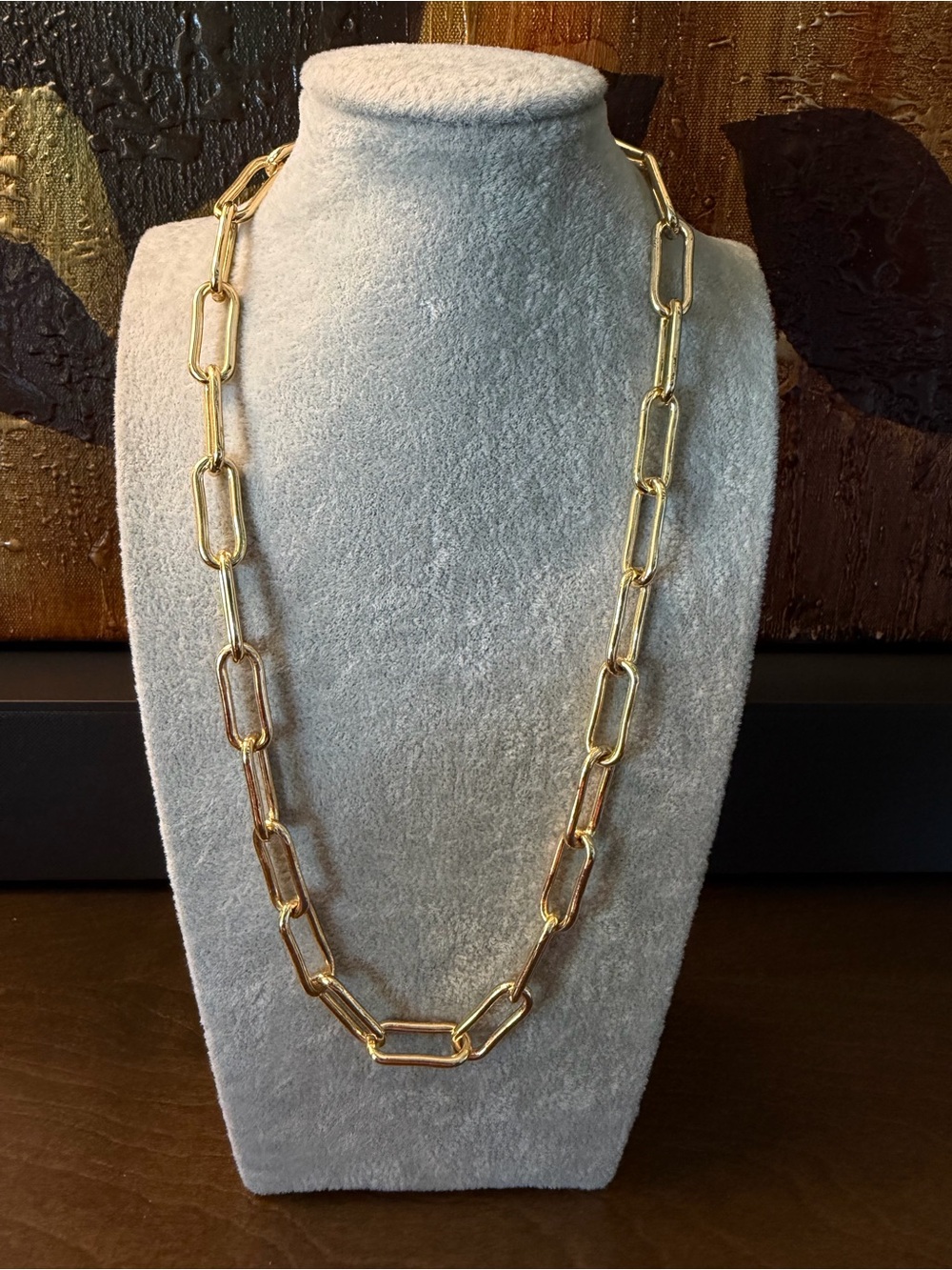 Vintage Gold Tone Paperclip Chain Necklace